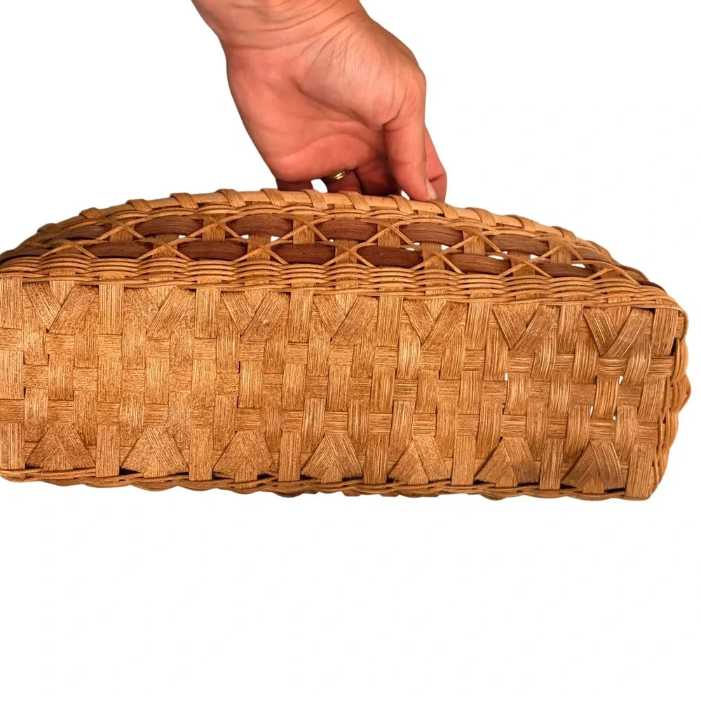 Hand Woven Basket Wisconsin Weave Basket Guild Oval Brown 18in